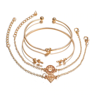 set-fashion-bohemia-leaf-knot-hand-cuff-link-chain-charm-bracelet