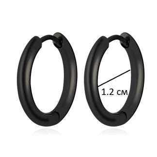 Серьги мужские кольца тонкие Черные 1.2 см