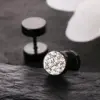 Серьги-закрутки фейк-плаги с стразами Черные - ZIGZAG.com.ua
