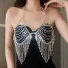 Цепочка на грудь со стразами и кисточками Серебро - ZIGZAG.com.ua