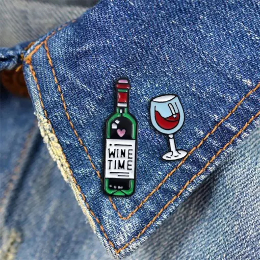 Пін значок металевий Пляшка вина Wine Time