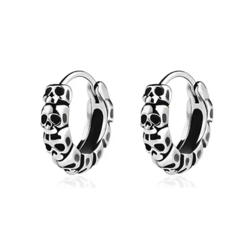 Серьги кольца стальные Черепа - ZIGZAG.com.ua