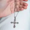 Кулон з ланцюжком Хрест Фіолетові та Рожеві стрази - ZIGZAG.com.ua