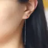 Серебряное покрытие серьги-протяжки с бусинкой - ZIGZAG.com.ua