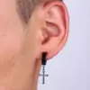 Серьга Клипса без прокола Крест Черный 1 шт. - ZIGZAG.com.ua