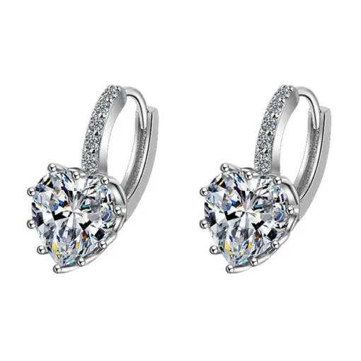 Серебряное покрытие Серьги Кристальное Сердце - ZIGZAG.com.ua