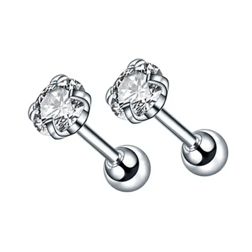Сережки чоловічі Гвоздики з камінчиком під Срібло - ZIGZAG.com.ua