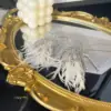 Вечірні сережки зі стразами та пір'ям під Срібло