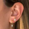 Серьга для пирсинга уха из стали Цветок маленький под Золото - ZIGZAG.com.ua