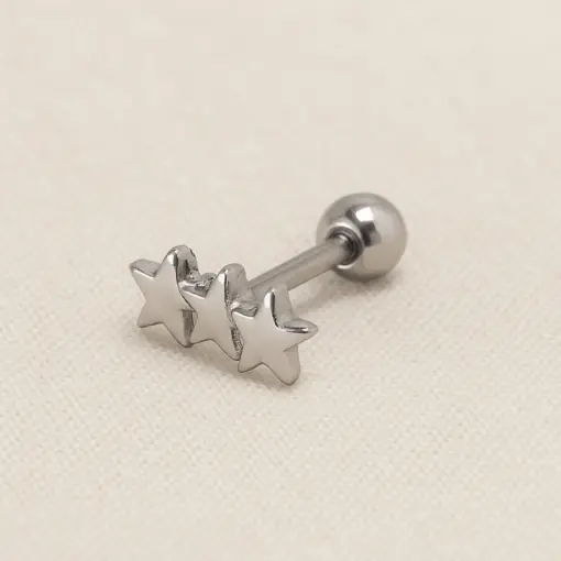 Сережка зі сталі для пірсингу вуха Зірки