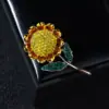 Брошка Соняшник зі стразами на стеблі