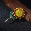 Брошка Соняшник зі стразами на стеблі
