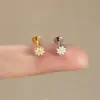Титановий лабрет Ромашка Сріблястий