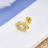 Титановий лабрет з фіанітами Еліпс, Золотистий