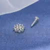Титановий лабрет Кристальна квітка з цирконіями Сріблястий