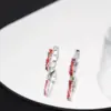 Сережки-кільця з червоною емаллю Сріблясті