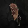 Кафа з сережкою та шпилькою на ланцюжку Срібляста
