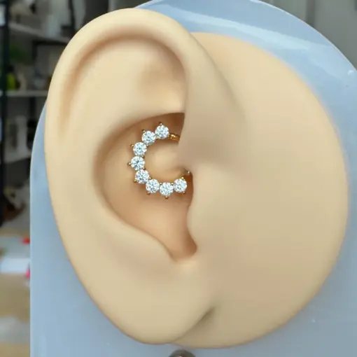 Титановий клікер з великими фіанітами Золотистий