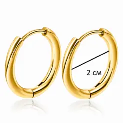 Сережки чоловічі кільця тонкі Золотисті 2 см