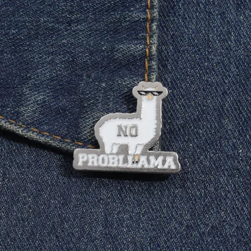 Металевий значок-пін Лама No Probllama